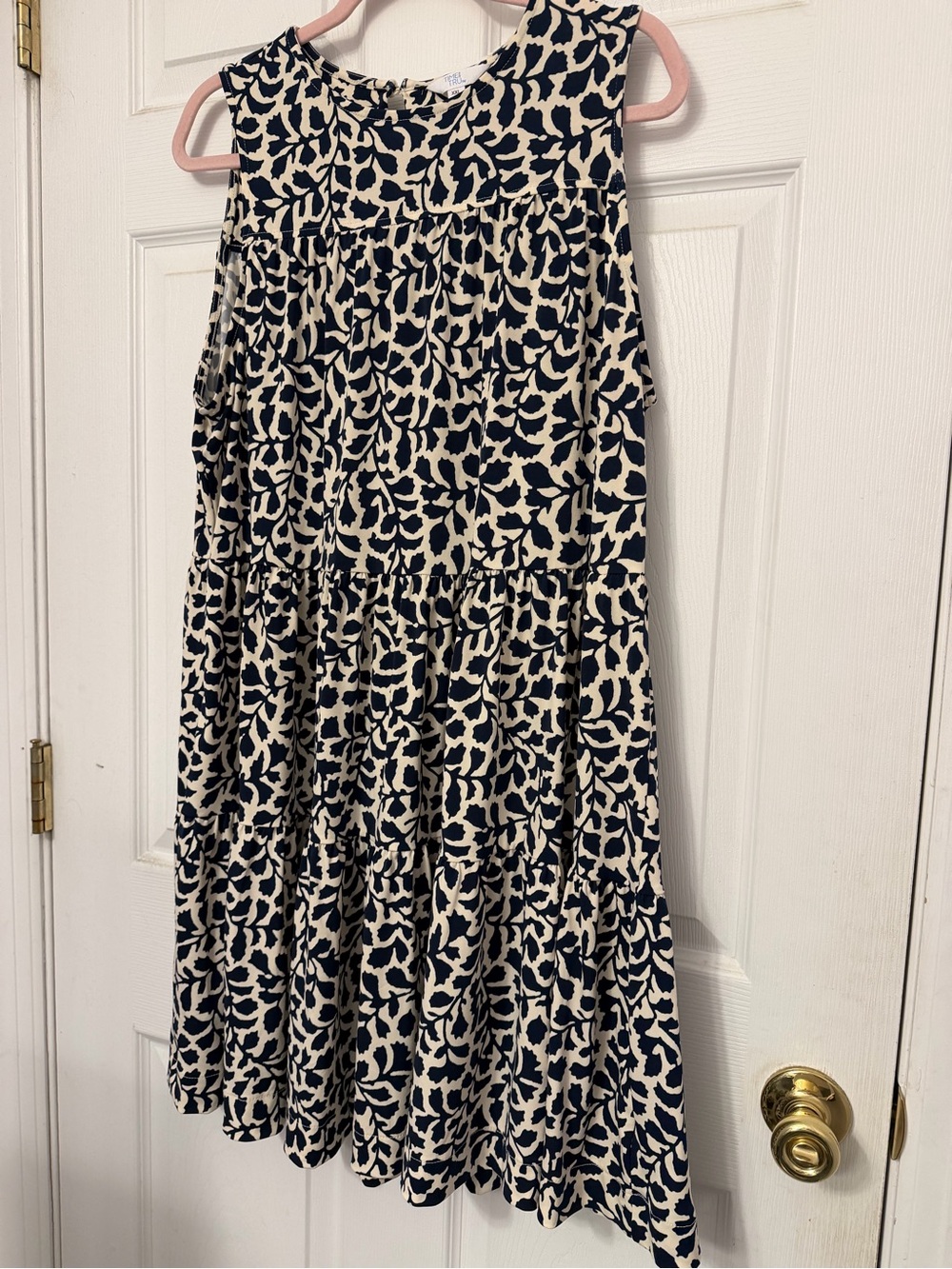 Time and Tru Navy & Cream Tiered Sleeveless Dress